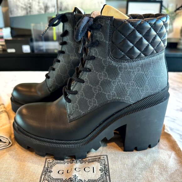 Gucci Women's GG Ankle Boot - Black Supreme Canvas - Size: 39 = 9 US - Picture 3 of 13